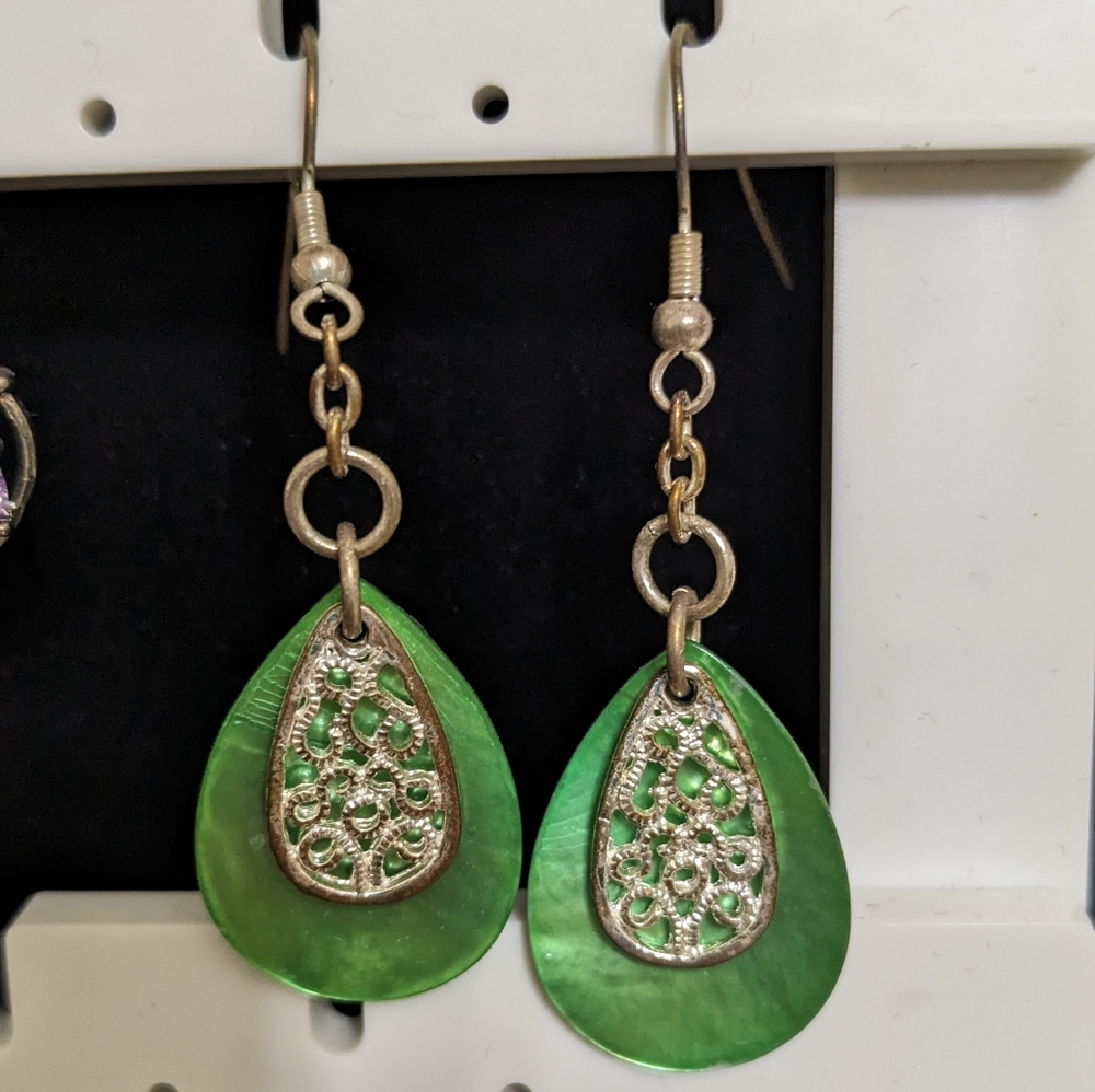 Green Tear Drop Earrings